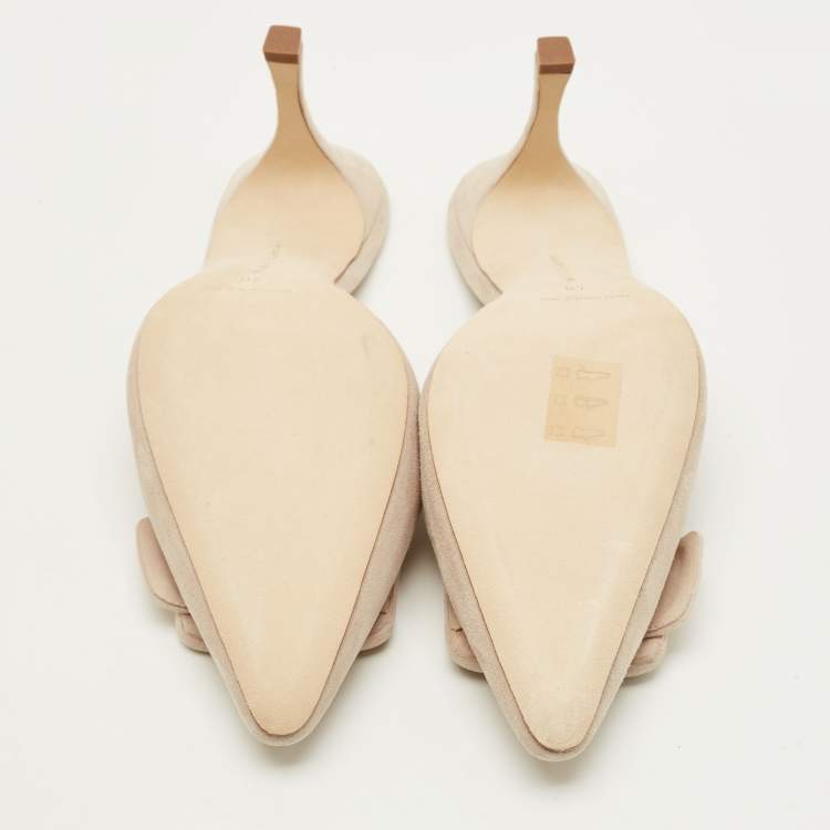 مملوكة مسبقًا Manolo Blahnik Maysale Size 40 Beige Suede Mules