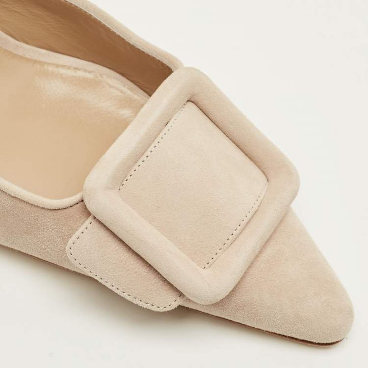 مملوكة مسبقًا Manolo Blahnik Maysale Size 40 Beige Suede Mules