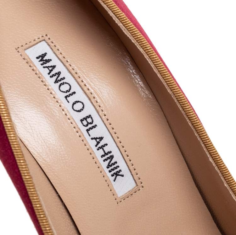 Pre Owned Manolo Blahnik Burgundy Satin Tradimod Pumps Size 37.5