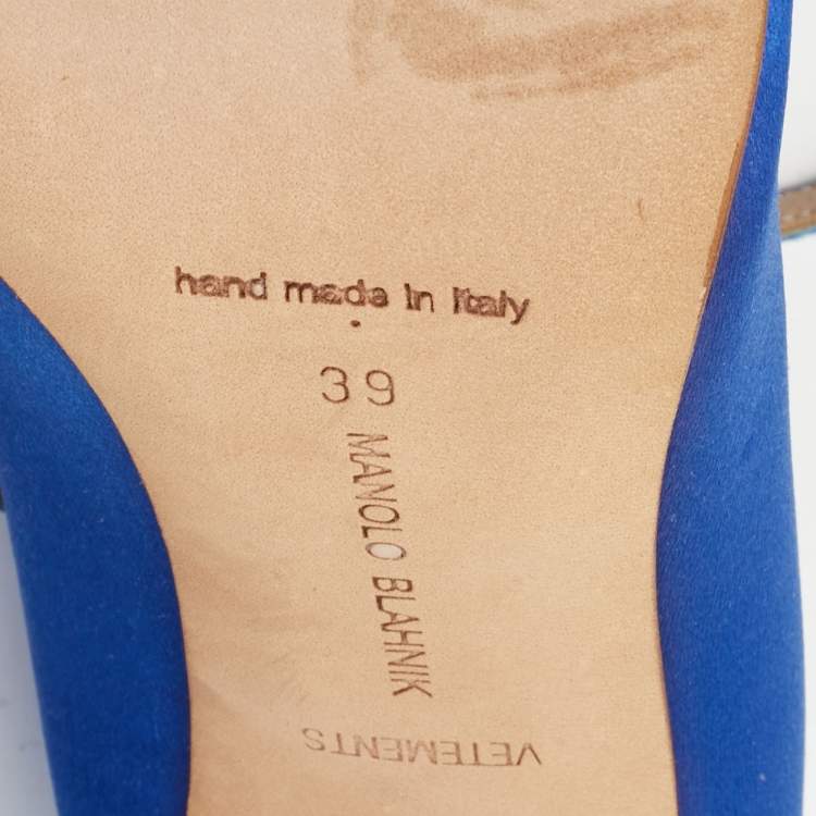مملوكة مسبقًا Manolo Blahnik x Vetements Blue Satin Ankle Wrap Pumps Size 39
