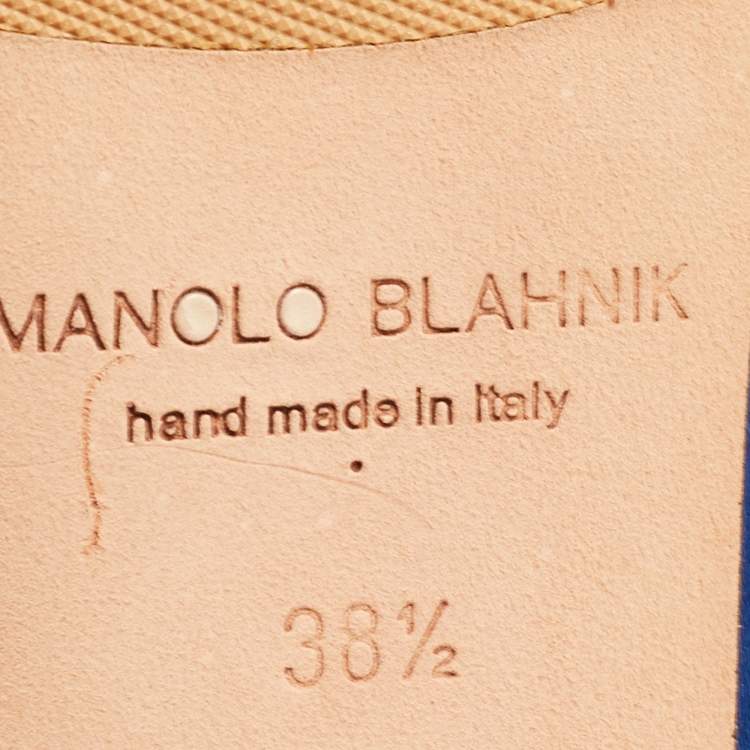 Pre Owned Manolo Blahnik Blue Satin Hangisi Ballet Flats Size 38.5 