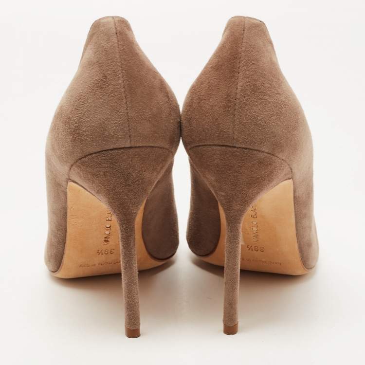 Pre Owned Manolo Blahnik Brown Suede BB Pumps Size 39.5
