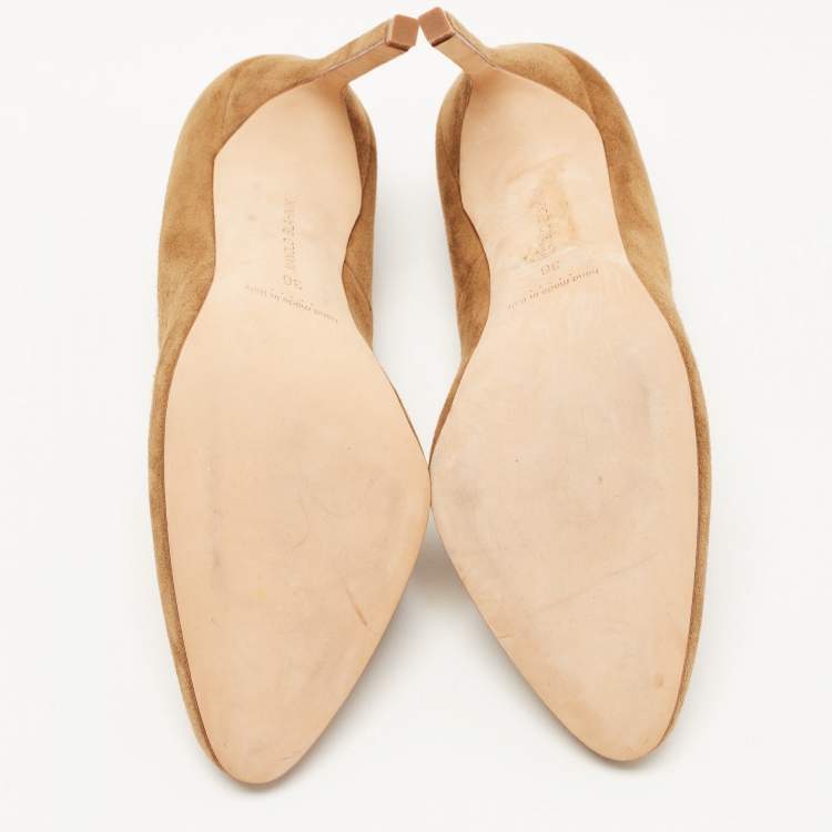 Pre Owned Manolo Blahnik Brown Suede BB Round Toe Pumps Size 36