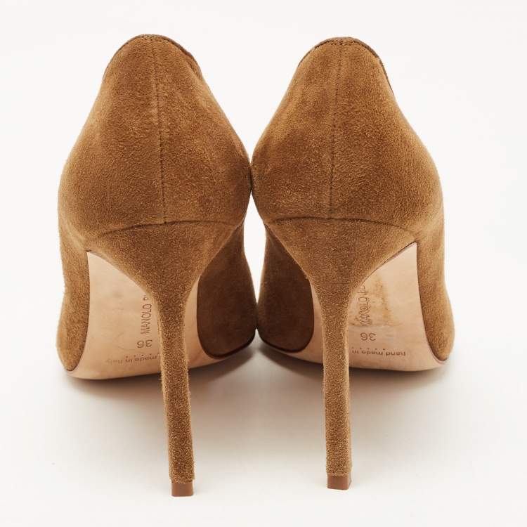 Pre Owned Manolo Blahnik Brown Suede BB Round Toe Pumps Size 36