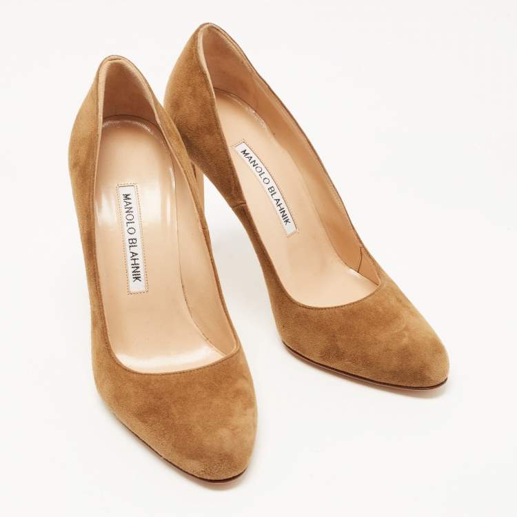 Pre Owned Manolo Blahnik Brown Suede BB Round Toe Pumps Size 36