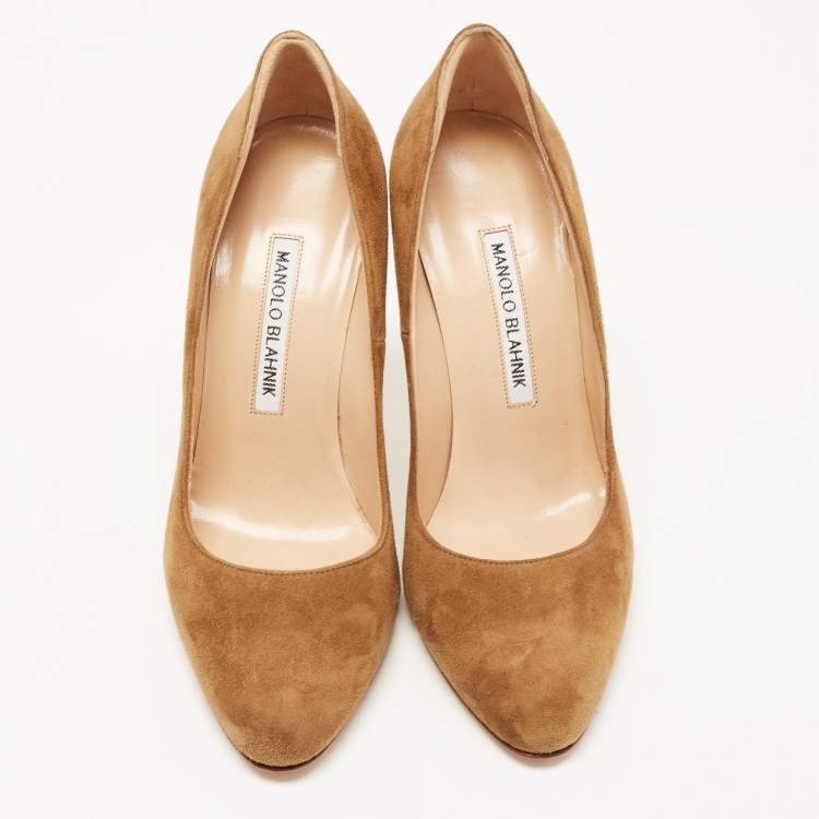 Pre Owned Manolo Blahnik Brown Suede BB Round Toe Pumps Size 36