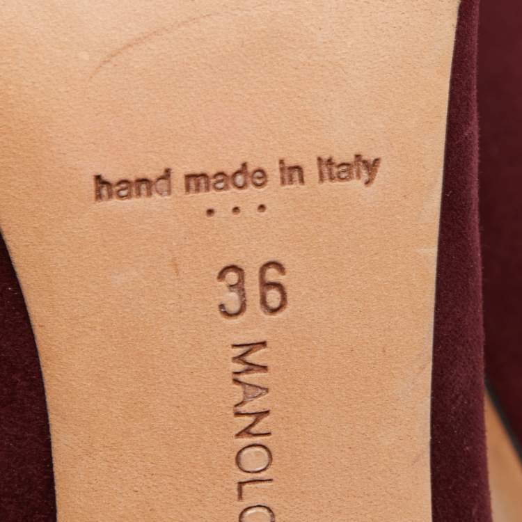 Pre Owned Manolo Blahnik Burgundy Suede Stresty Pumps Size 36