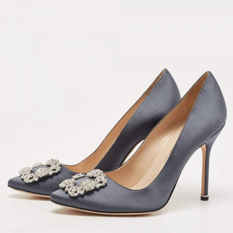 Manolo Blahnik Grey Satin Hangisi Pumps Size 39 Manolo Blahnik | TLC