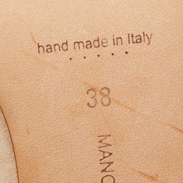 Pre Owned Manolo Blahnik Beige Suede Maysale Mules Size 38