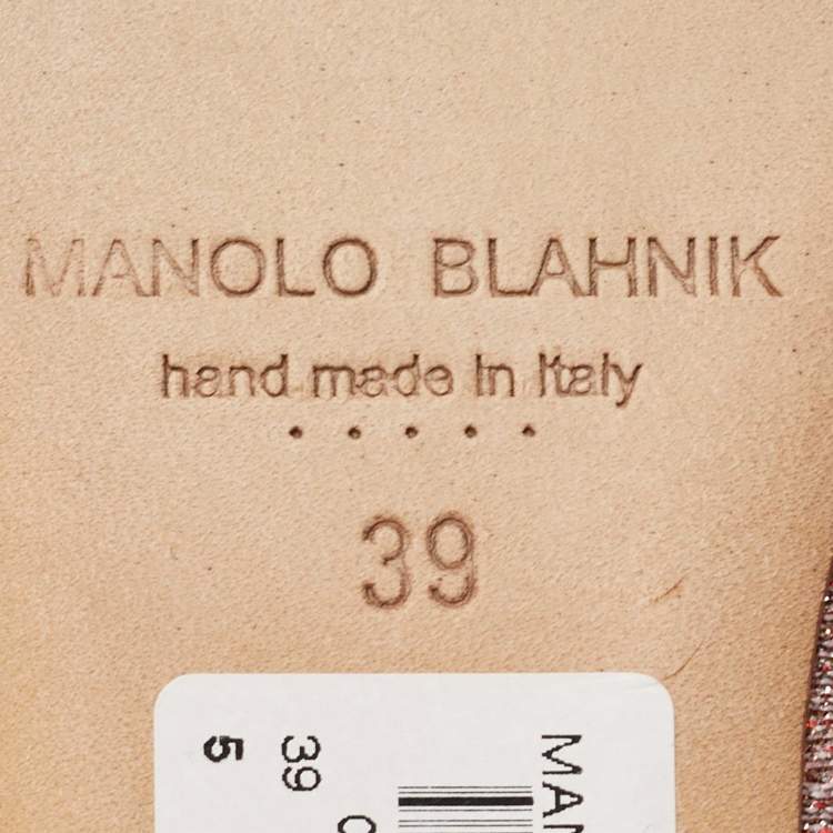 Pre Owned Manolo Blahnik Gold Glitter Hangisi Ballet Flats Size 39