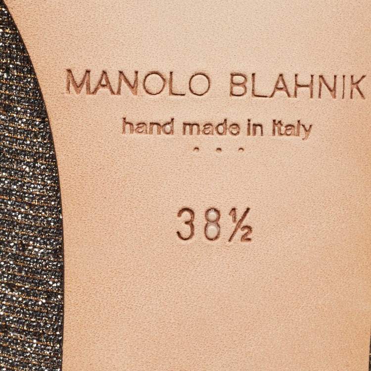 Pre Owned Manolo Blahnik Metallic Lurex Fabric Hangisi Ballet Flats Size 38.5
