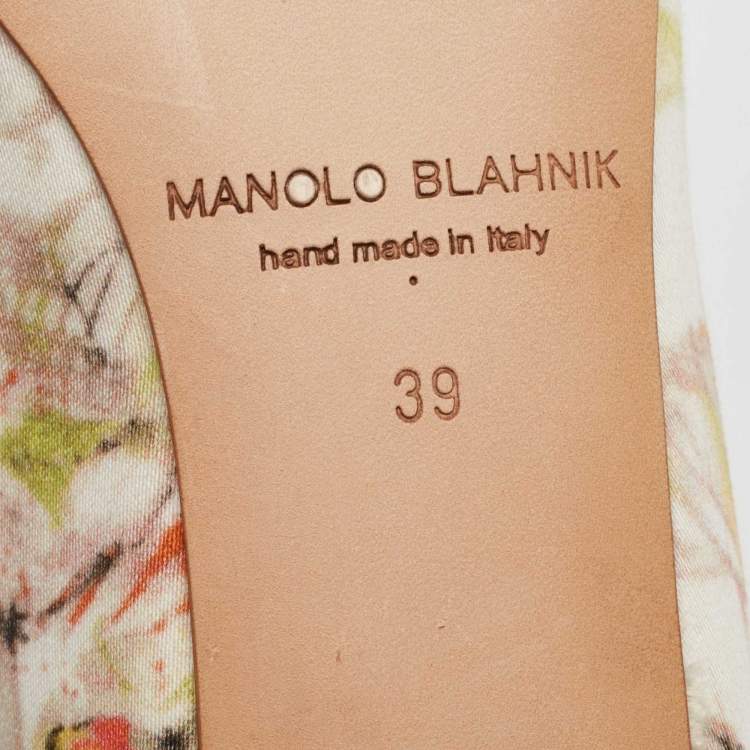 Pre Owned Manolo Blahnik Multicolor Satin Hangisi Ballet Flats Size 39