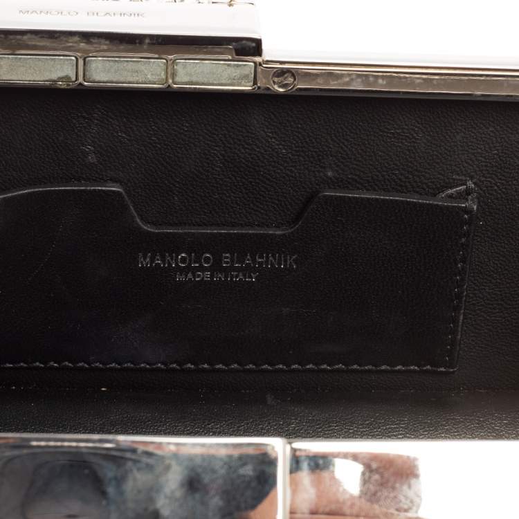 Pre Owned Manolo Blahnik Black Satin Laka Chain Clutch