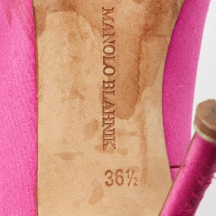 Pre Owned Manolo Blahnik Pink Satin Hangisi Pumps Size 36.5