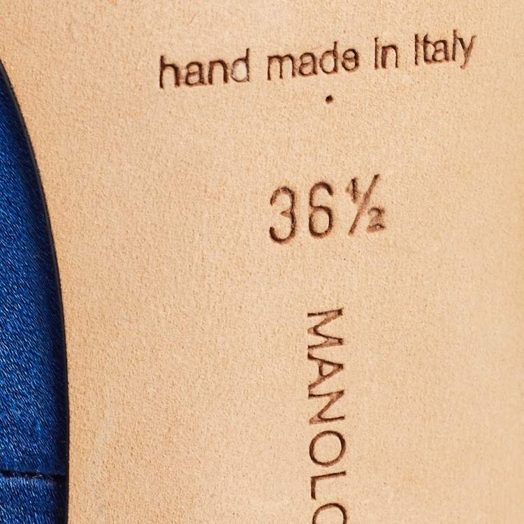 Pre Owned Manolo Blahnik Blue Satin Nadira Pumps Size 36.5