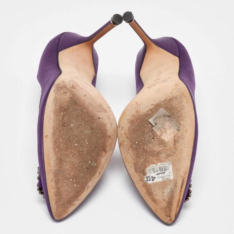 Pre Owned Manolo Blahnik Purple Satin Hangisi Pumps Size 40