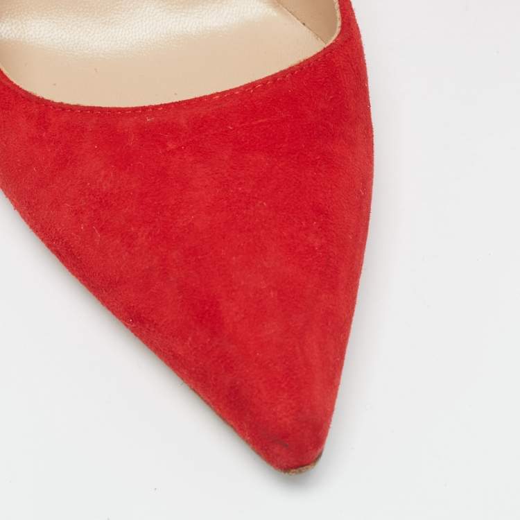 Pre Owned Manolo Blahnik Red Suede BB Pumps Size 36.5