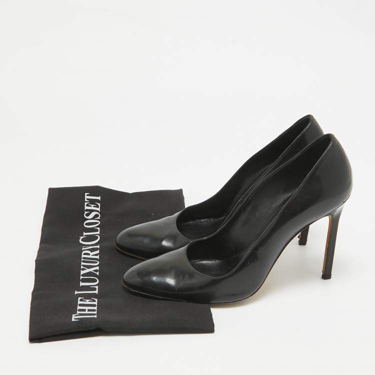 Pre Owned Manolo Blahnik Black Patent Leather Pointed Toe Pumps Size 37