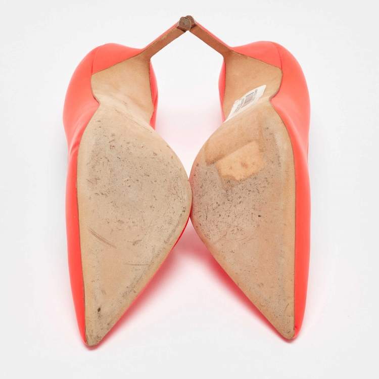 Pre Owned Manolo Blahnik Orange Leather BB Pumps Sze 39