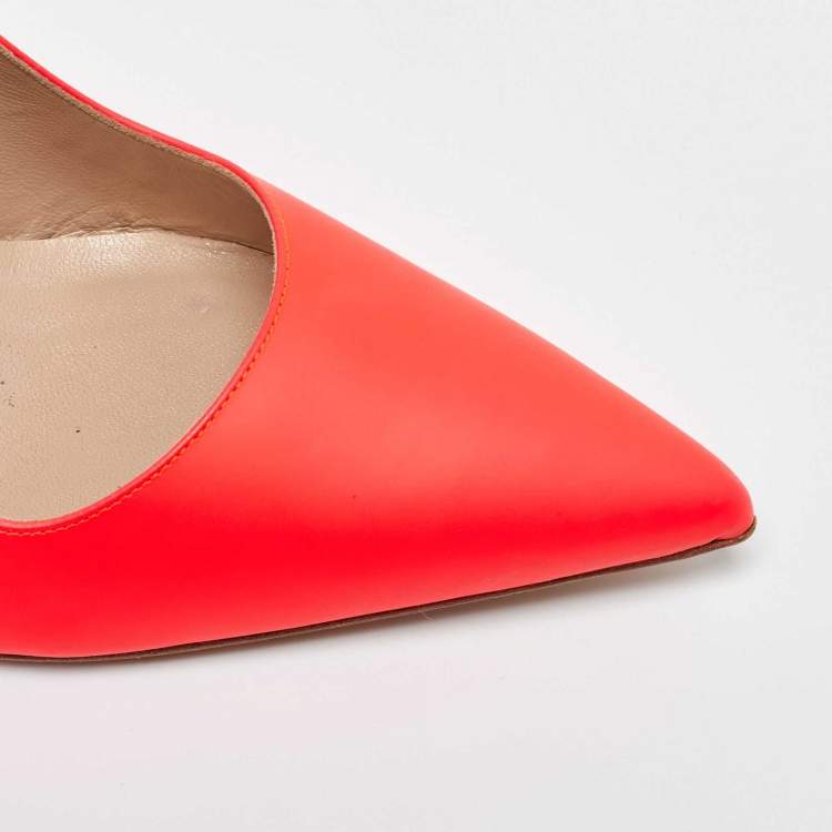 Pre Owned Manolo Blahnik Orange Leather BB Pumps Sze 39