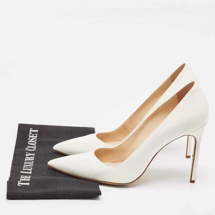 Pre Owned Manolo Blahnik White Leather BB Pumps Size 42