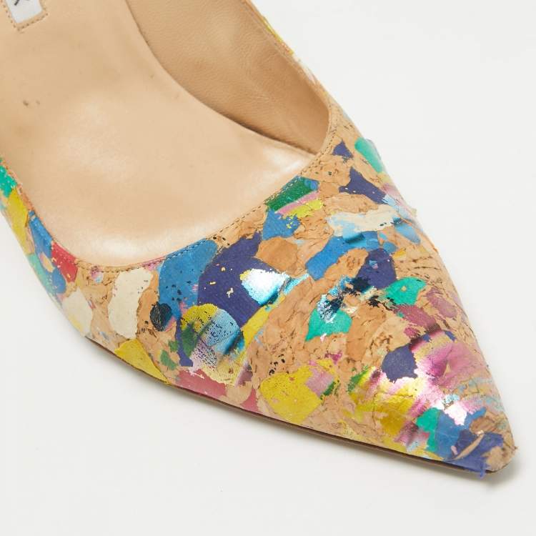 Pre Owned Manolo Blahnik Multicolor Cork BB Pumps Size 42