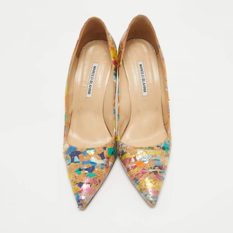 Pre Owned Manolo Blahnik Multicolor Cork BB Pumps Size 42
