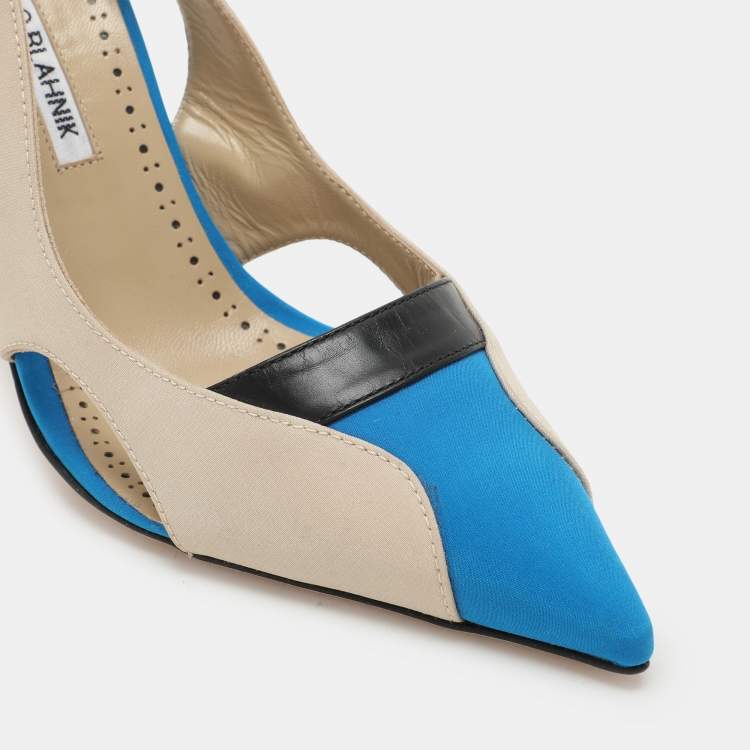 Pre Owned Manolo Blahnik Multicolor Satin Cut Out Pumps Size 40