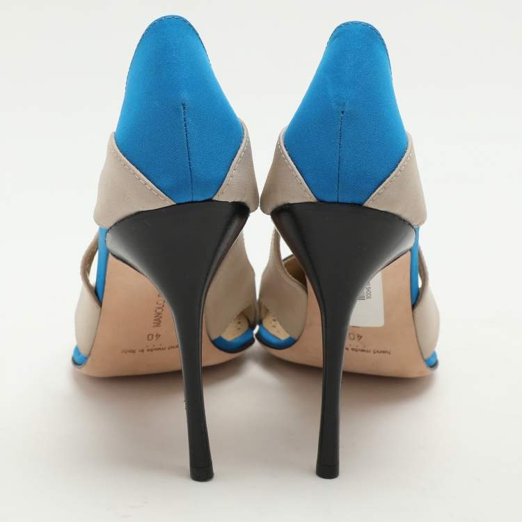 Pre Owned Manolo Blahnik Multicolor Satin Cut Out Pumps Size 40