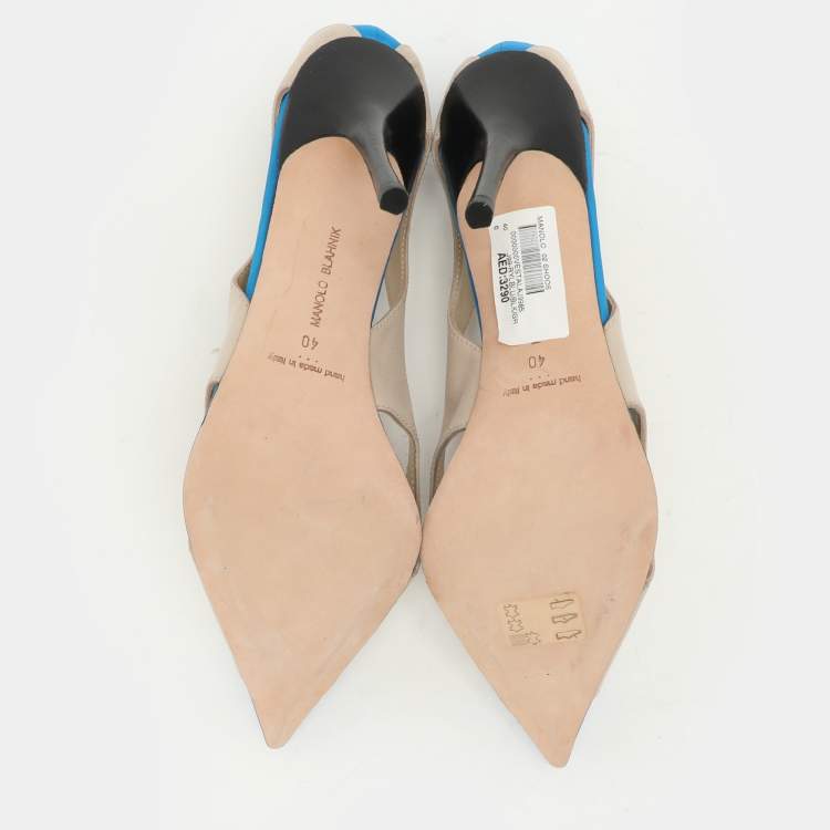 Pre Owned Manolo Blahnik Multicolor Satin Cut Out Pumps Size 40