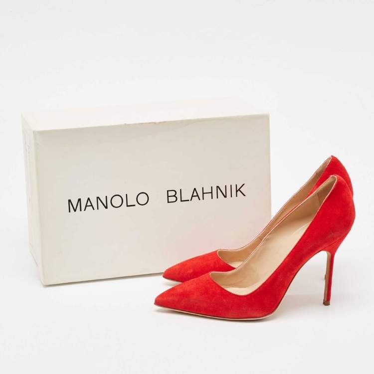 Pre Owned Manolo Blahnik Red Suede BB Pumps Size 36.5