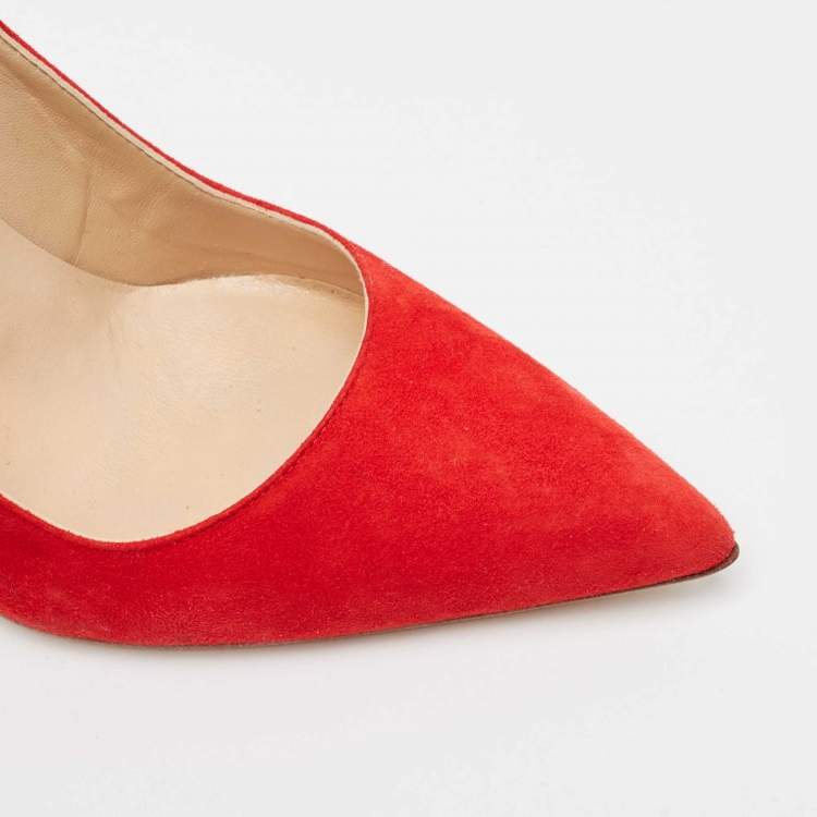 Pre Owned Manolo Blahnik Red Suede BB Pumps Size 36.5