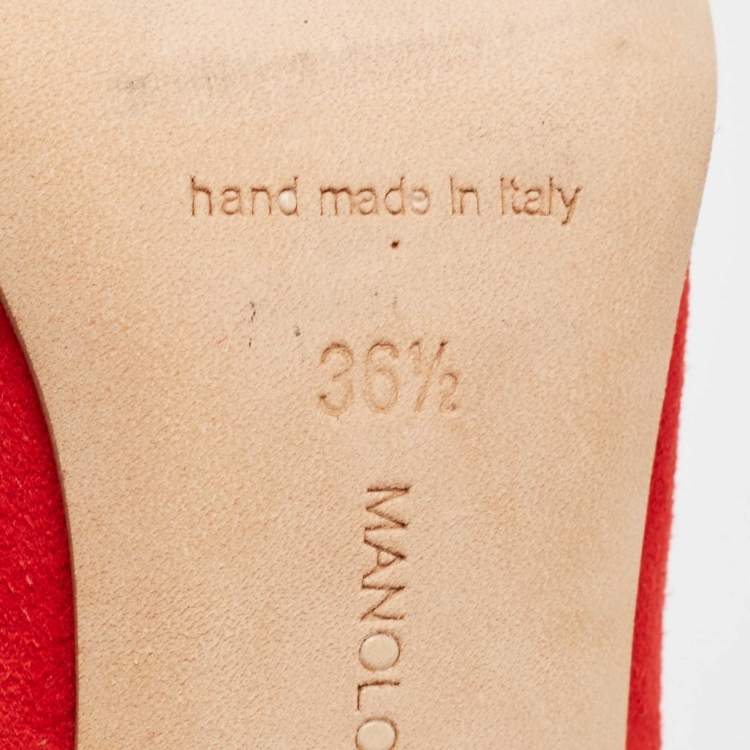 Pre Owned Manolo Blahnik Red Suede BB Pumps Size 36.5