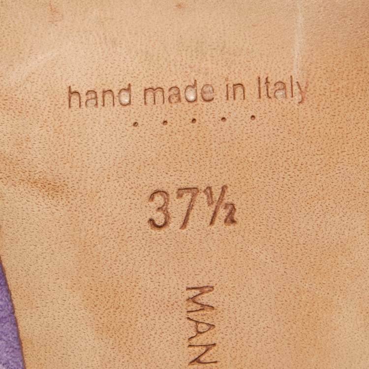 Pre Owned Manolo Blahnik Lilac Suede Maysale Mules Size 37.5