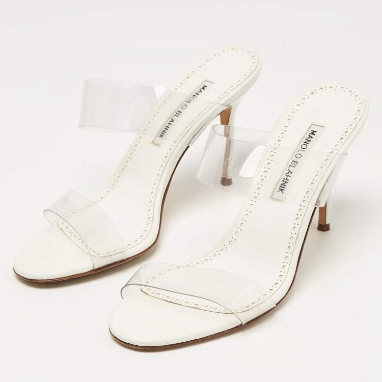 مملوكة مسبقًا Manolo Blahnik Transparent PVC Scolto Slide Sandals Size 39