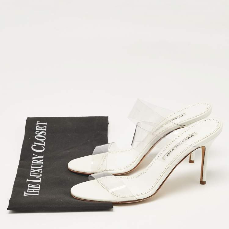 مملوكة مسبقًا Manolo Blahnik Transparent PVC Scolto Slide Sandals Size 39