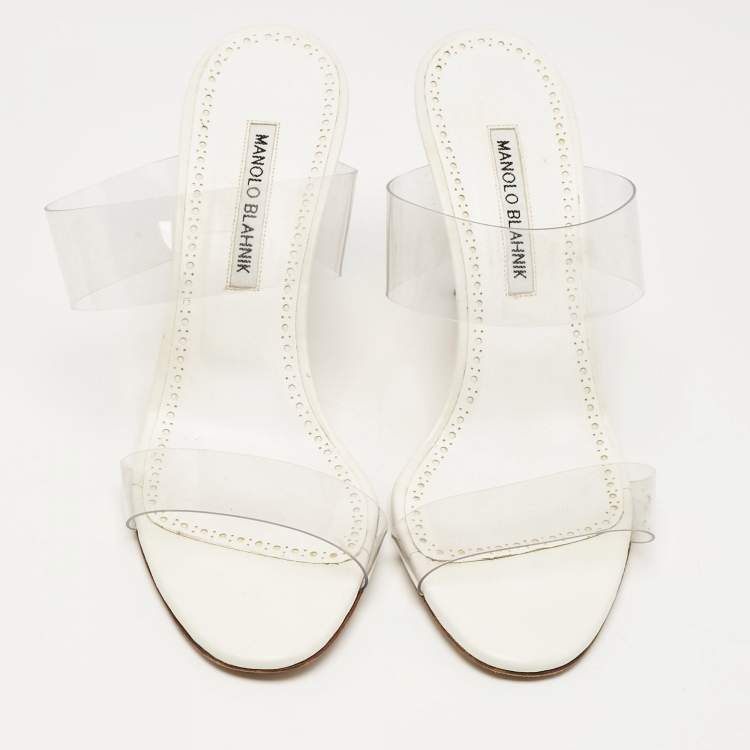 مملوكة مسبقًا Manolo Blahnik Transparent PVC Scolto Slide Sandals Size 39