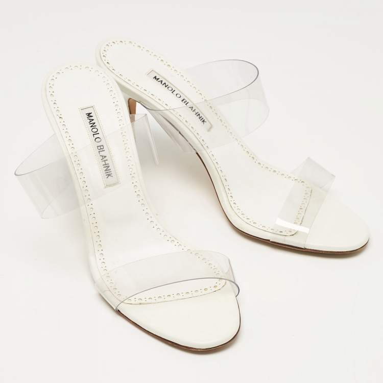مملوكة مسبقًا Manolo Blahnik Transparent PVC Scolto Slide Sandals Size 39
