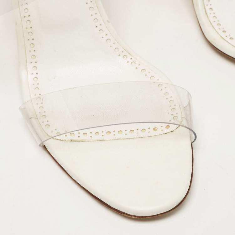 مملوكة مسبقًا Manolo Blahnik Transparent PVC Scolto Slide Sandals Size 39