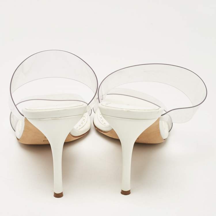 مملوكة مسبقًا Manolo Blahnik Transparent PVC Scolto Slide Sandals Size 39