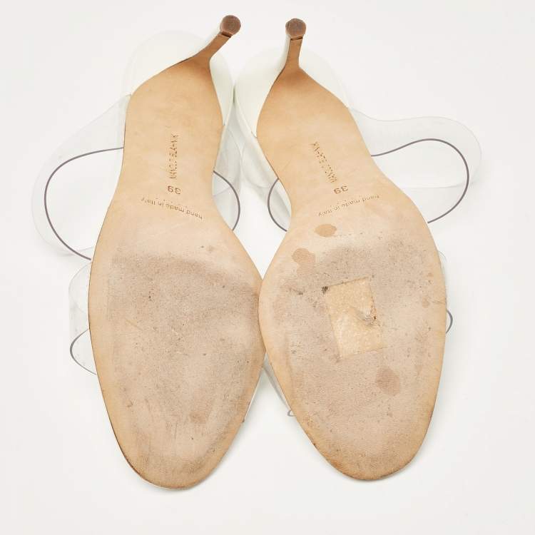 مملوكة مسبقًا Manolo Blahnik Transparent PVC Scolto Slide Sandals Size 39