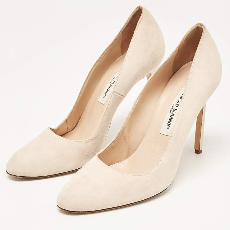 Pre Owned Manolo Blahnik Beige Suede Pointed Toe BB Pumps Size 41