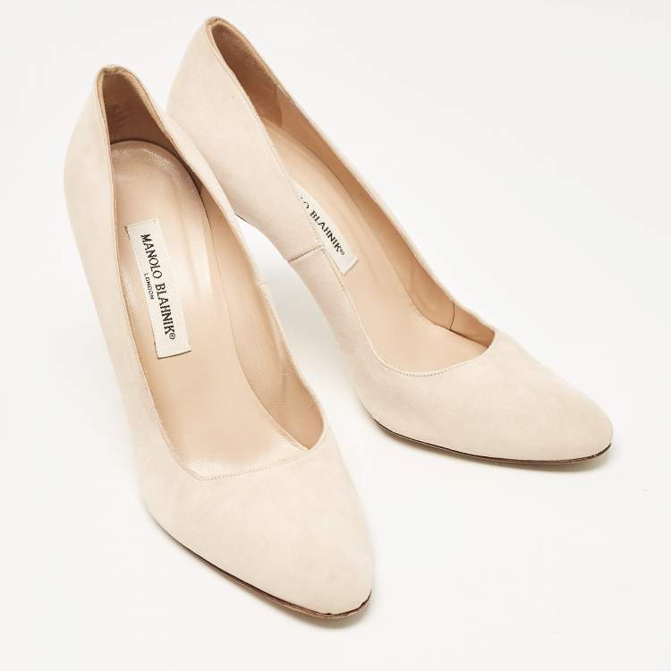 Pre Owned Manolo Blahnik Beige Suede Pointed Toe BB Pumps Size 41