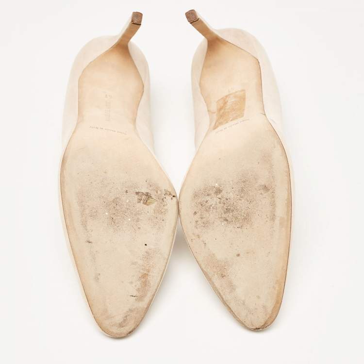 Pre Owned Manolo Blahnik Beige Suede Pointed Toe BB Pumps Size 41