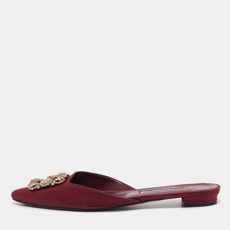 Manolo blahnik hangisi satin mule flat online