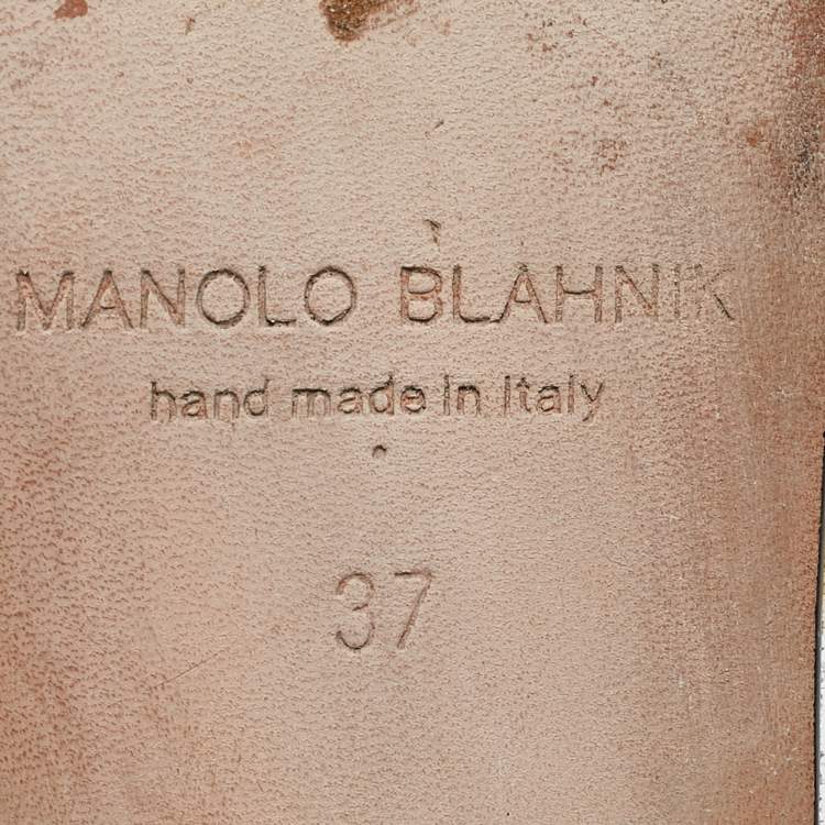 Pre Owned Manolo Blahnik Multicolor Mink Fur Slide Sandals Size 37