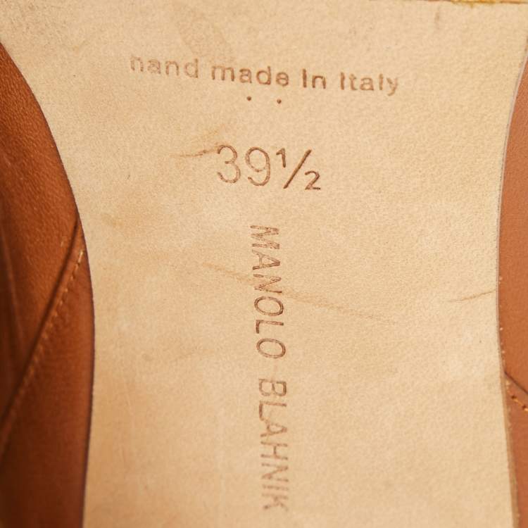 Pre Owned Manolo Blahnik Brown Fur and Leather Ankle Length Boots Size 39.5