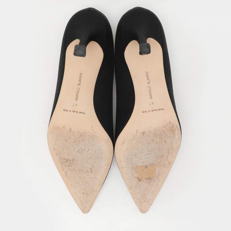 Pre Owned Manolo Blahnik Black Nylon Orientalia Pumps Size 41