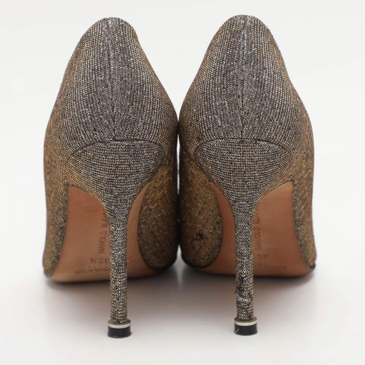 Pre Owned Manolo Blahnik Metallic Metallic Lurex Fabric Hangisi Pumps Size 35.5