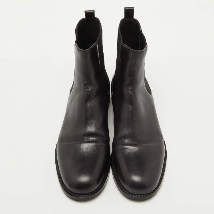 Pre Owned Manolo Blahnik Black Leather Chelsea Ankle Boots Size 37